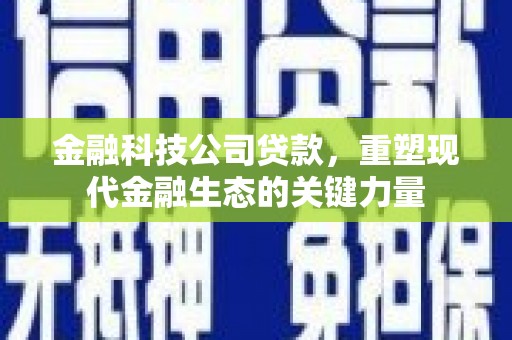 诸暨金融科技公司贷款，重塑现代金融生态的关键力量