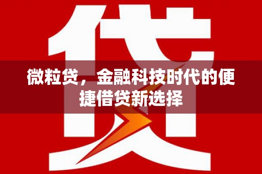 诸暨微粒贷，金融科技时代的便捷借贷新选择